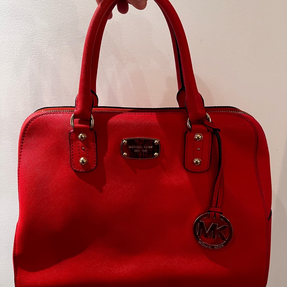 Micheal Kors Coral Saffiano Leather Tote Bag